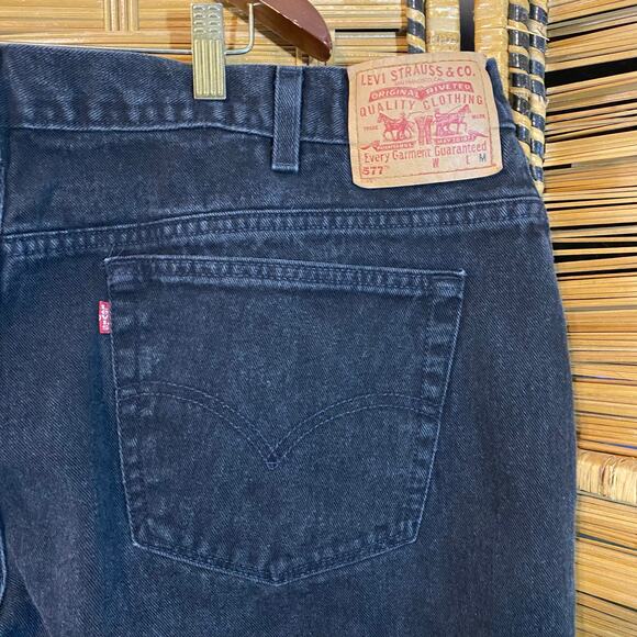 Vintage Levi’s 577 Stovepipe Loose Fit Jeans Black USA Made Women’s plus size 24 - Picture 5 of 8